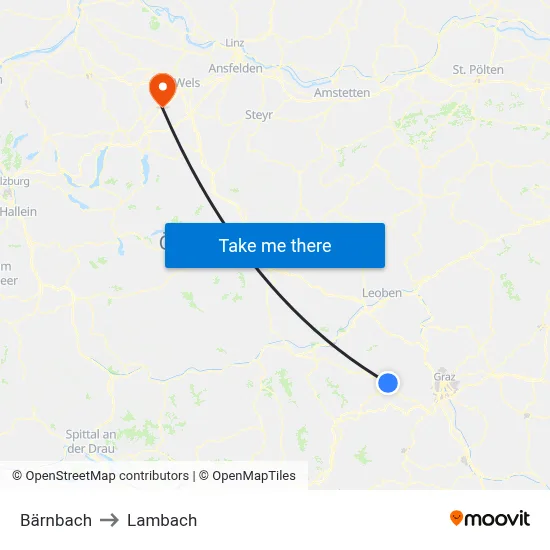 Bärnbach to Lambach map