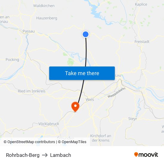 Rohrbach-Berg to Lambach map