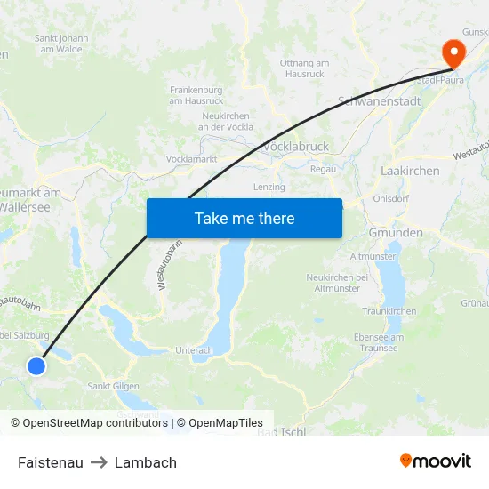 Faistenau to Lambach map