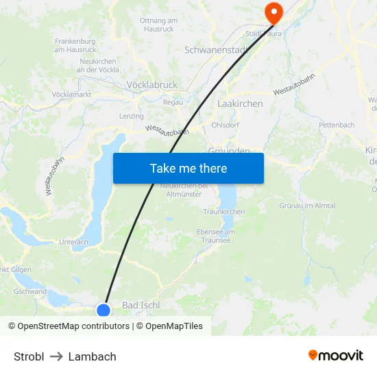Strobl to Lambach map