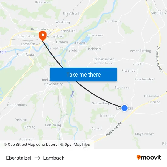 Eberstalzell to Lambach map