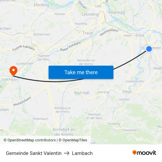 Gemeinde Sankt Valentin to Lambach map
