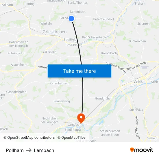 Pollham to Lambach map