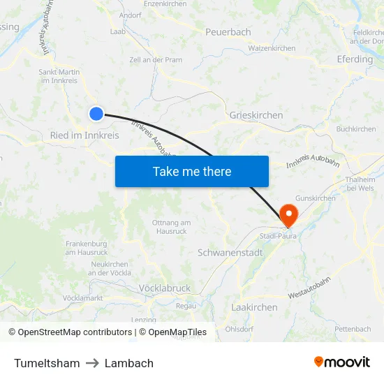 Tumeltsham to Lambach map