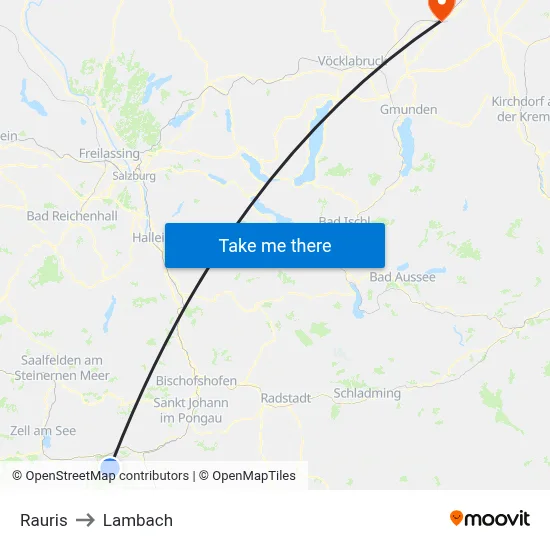 Rauris to Lambach map