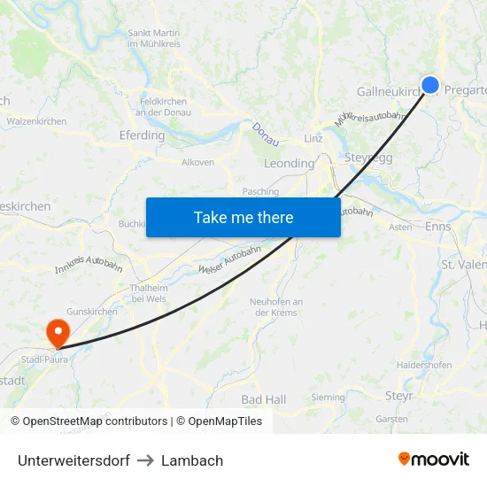 Unterweitersdorf to Lambach map