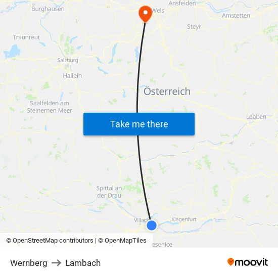 Wernberg to Lambach map