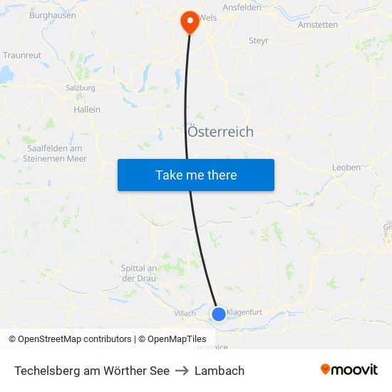 Techelsberg am Wörther See to Lambach map