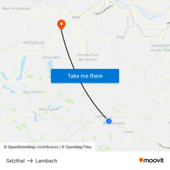 Selzthal to Lambach map