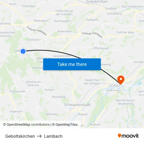 Geboltskirchen to Lambach map