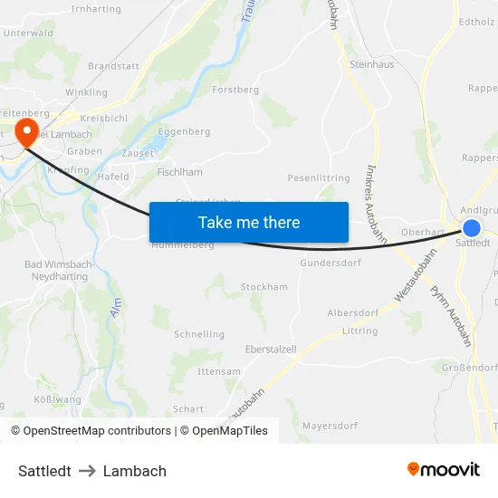 Sattledt to Lambach map