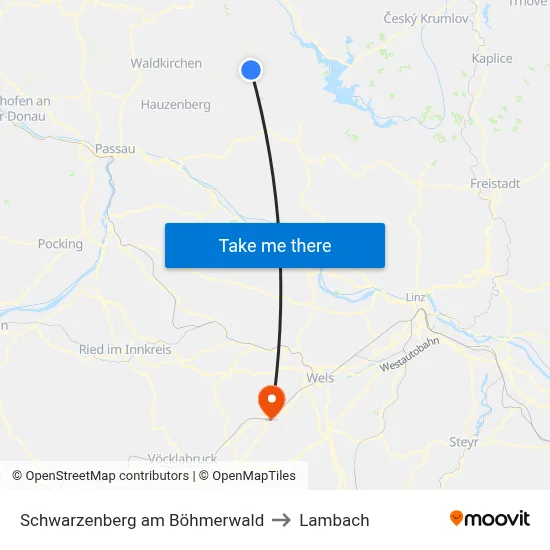 Schwarzenberg am Böhmerwald to Lambach map