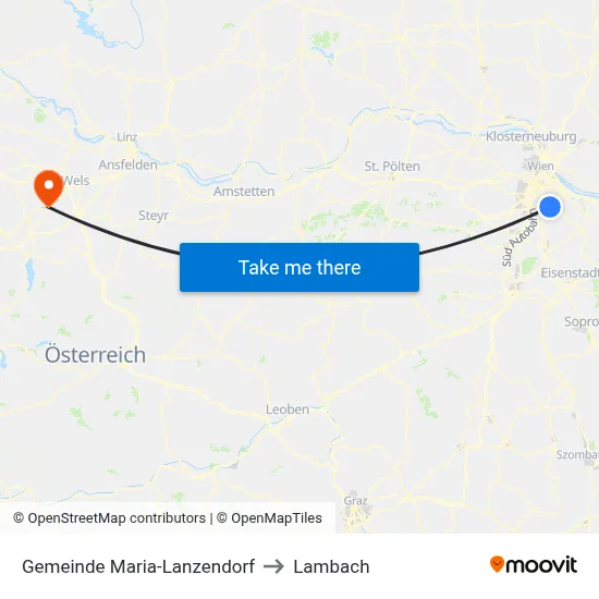 Gemeinde Maria-Lanzendorf to Lambach map