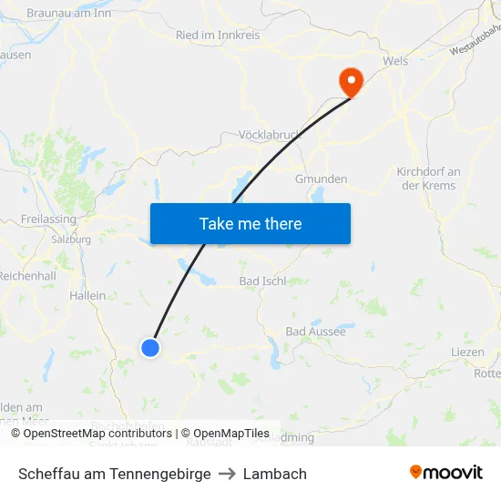 Scheffau am Tennengebirge to Lambach map