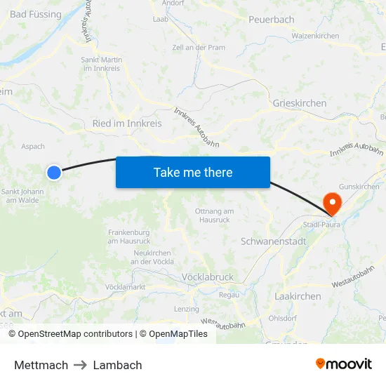 Mettmach to Lambach map