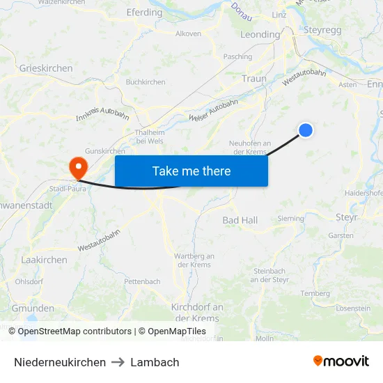 Niederneukirchen to Lambach map