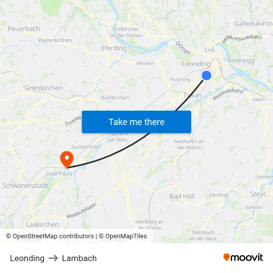 Leonding to Lambach map