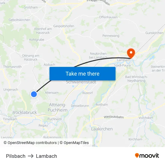 Pilsbach to Lambach map