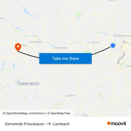 Gemeinde Pressbaum to Lambach map