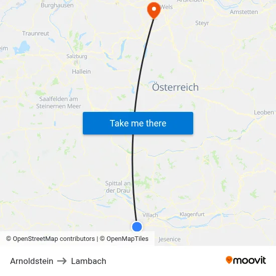 Arnoldstein to Lambach map