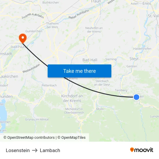 Losenstein to Lambach map