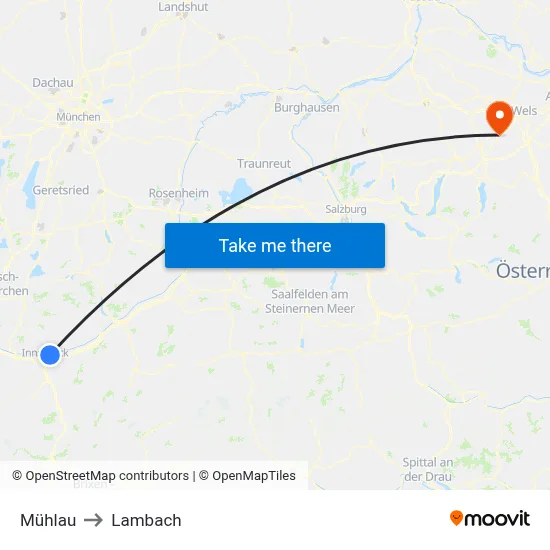 Mühlau to Lambach map