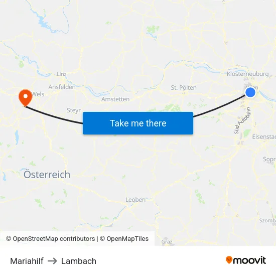 Mariahilf to Lambach map