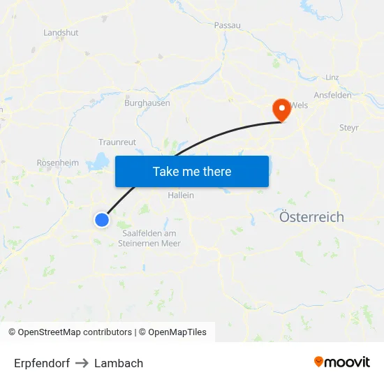 Erpfendorf to Lambach map