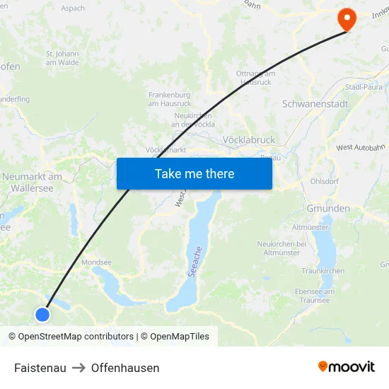 Faistenau to Offenhausen map