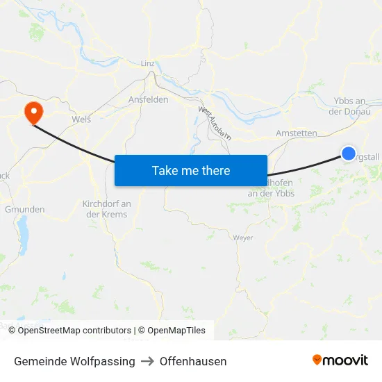 Gemeinde Wolfpassing to Offenhausen map