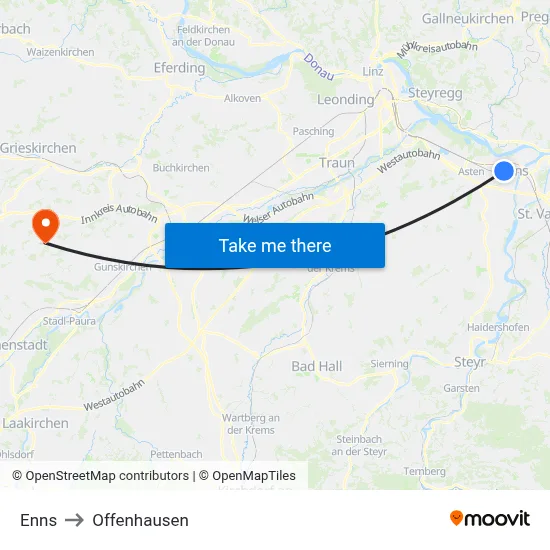 Enns to Offenhausen map