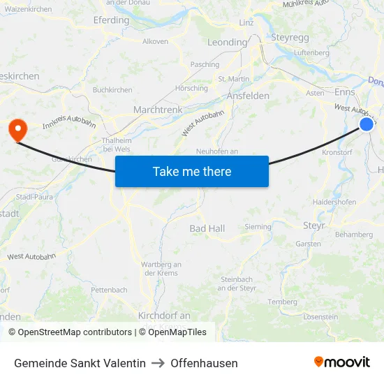 Gemeinde Sankt Valentin to Offenhausen map