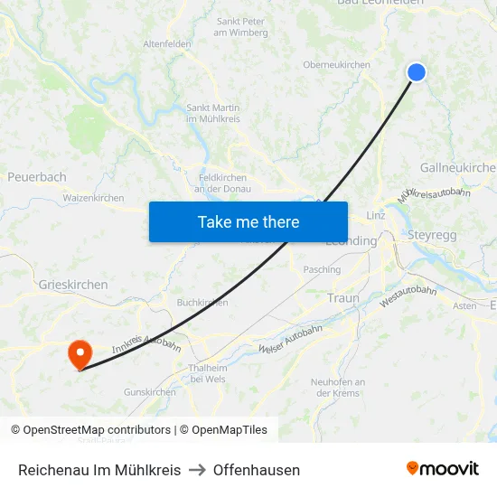 Reichenau Im Mühlkreis to Offenhausen map