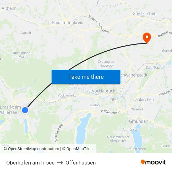 Oberhofen am Irrsee to Offenhausen map