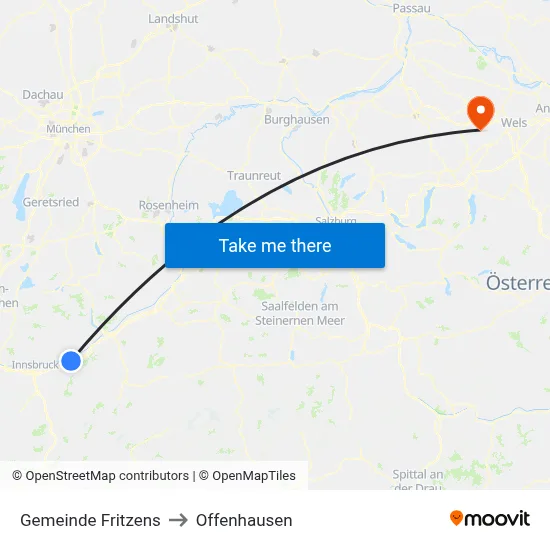 Gemeinde Fritzens to Offenhausen map