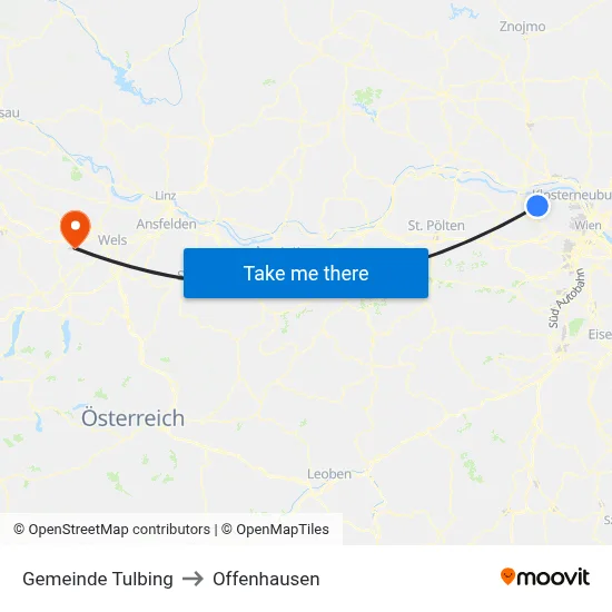 Gemeinde Tulbing to Offenhausen map