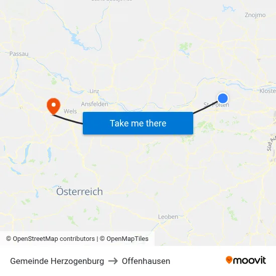Gemeinde Herzogenburg to Offenhausen map