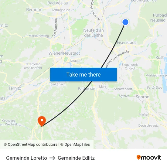 Gemeinde Loretto to Gemeinde Edlitz map