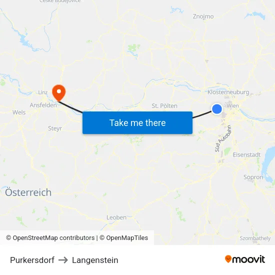 Purkersdorf to Langenstein map