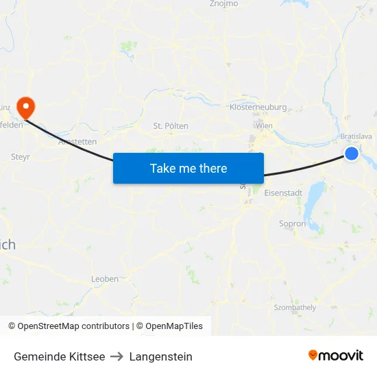 Gemeinde Kittsee to Langenstein map