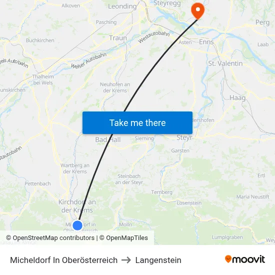 Micheldorf In Oberösterreich to Langenstein map