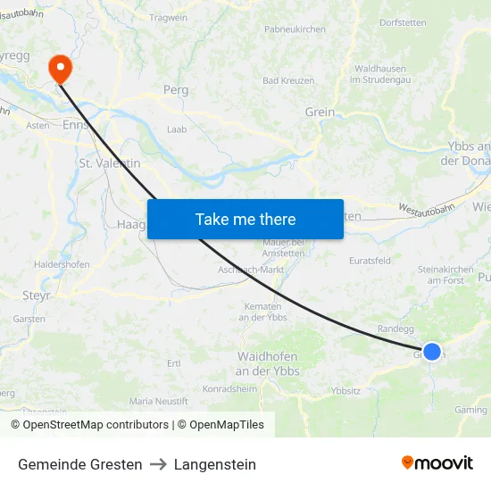 Gemeinde Gresten to Langenstein map