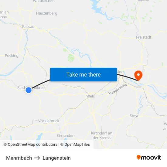 Mehrnbach to Langenstein map