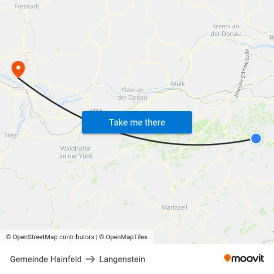 Gemeinde Hainfeld to Langenstein map