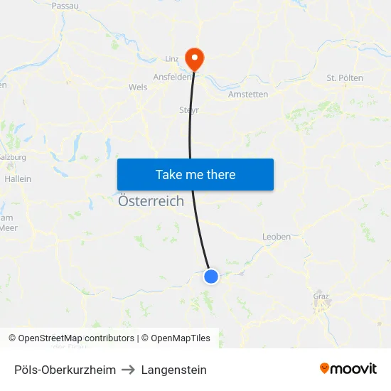 Pöls-Oberkurzheim to Langenstein map