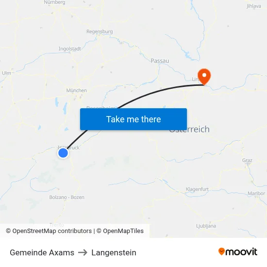 Gemeinde Axams to Langenstein map