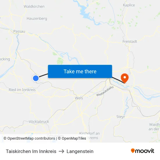 Taiskirchen Im Innkreis to Langenstein map