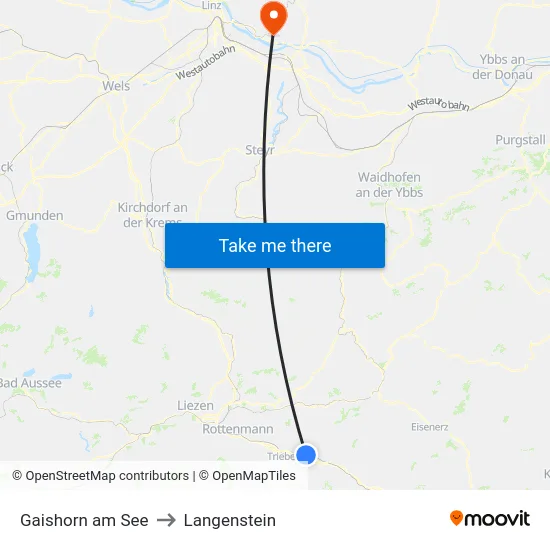 Gaishorn am See to Langenstein map