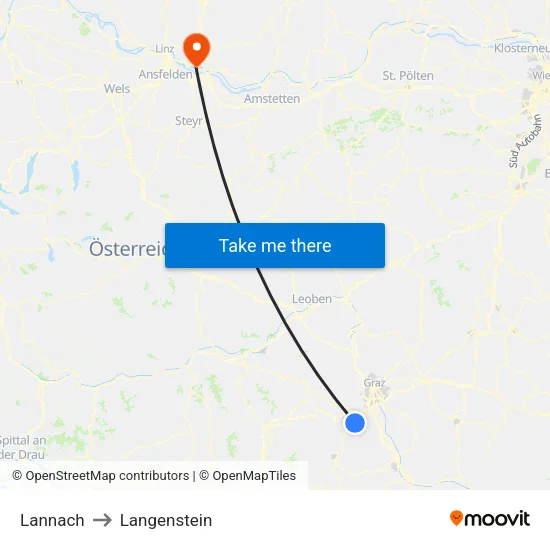 Lannach to Langenstein map