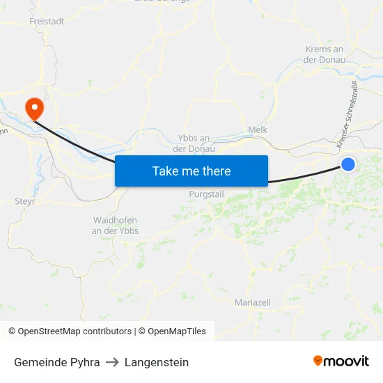 Gemeinde Pyhra to Langenstein map
